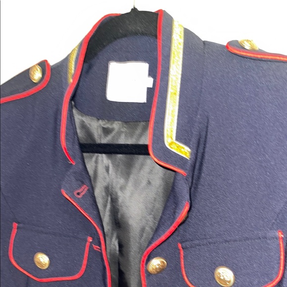 NWOT Navy Military-Style Jacket with Red Trim - Picture 5 of 7